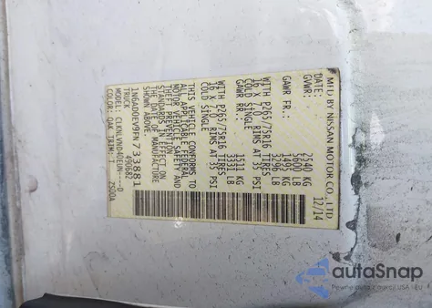 2015 Nissan Frontier Pro-4X z USA, uszkodzony, nr VIN 1N6AD0EV9FN733881